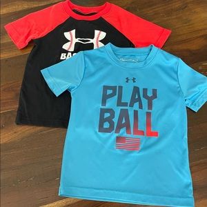 Under Armour Boys 3T Baseball T-Shirts, set of 2. Good Condition.